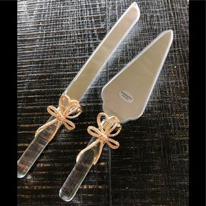 Gold Heart and Bow Knife and Cake serve set 🌟💎🌟